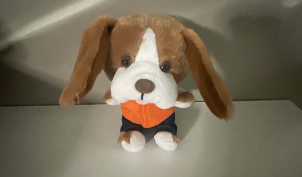 Build-A-Bear Workshop Beagle Puppy Plush Stuffed Animal wearing Orange Vest